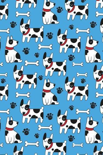Bullet Journal Notebook Dogs and Bones Pattern on Blue: 112 Page Numbered Graph Style Grid Bullet Journal with Index Pages and Key Pages in Portable 6 X 9 Size