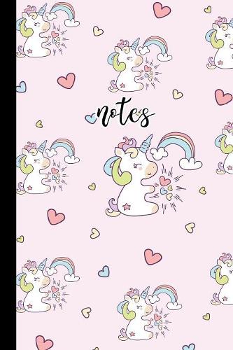 Notes: Pretty Pink Unicorn and Hearts Themed Journal with Lined Pages Perfect for Girls and Women