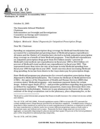 Gao-06-69r Medicaid: States' Payments for Outpatient Prescription Drugs