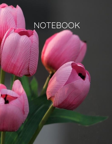 Notebook: Pink Tulips Notebook, 8.5x11, College Ruled, Large Composition Notebook in Pink Tulips