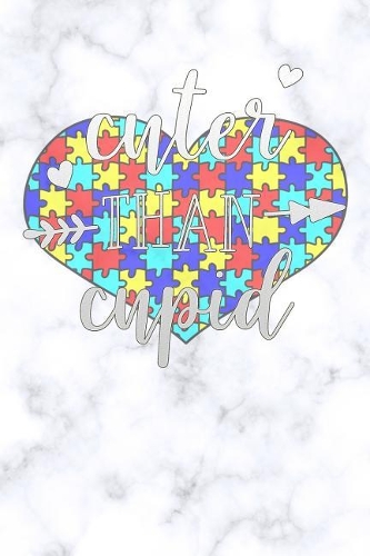 Cuter Than Cupid: White Marble Autism Awareness Puzzle Lined Notebook and Journal Composition Book Diary Gift Mothers Day