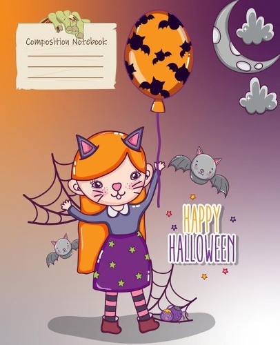 Happy Halloween Girl Wide Ruled Journal