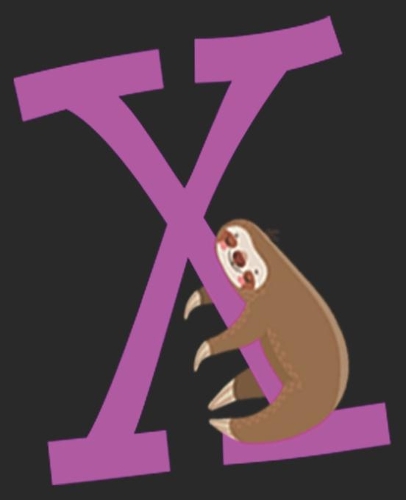 X: Cute Sloth Initial Letter First Name Purple Girl Composition Notebook 100 Wide Ruled Pages Journal Diary