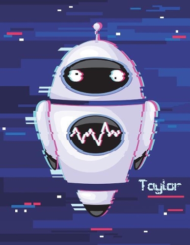 Taylor: Personalized Discreet Internet Website Password Journal or Organizer, Cute Robot Themed Birthday, Christmas, Best Friend Gifts for Kids, Teens, Girl