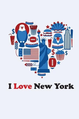 I Love America: 120 pages Cream Paper Compact 6" x 9" Blank Graph Notebook, Journal, Travel Diary with New York Novelty Graphic