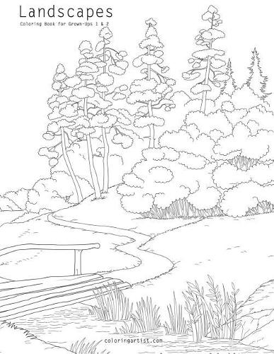 Landscapes Coloring Book for Grown-Ups 1 & 2