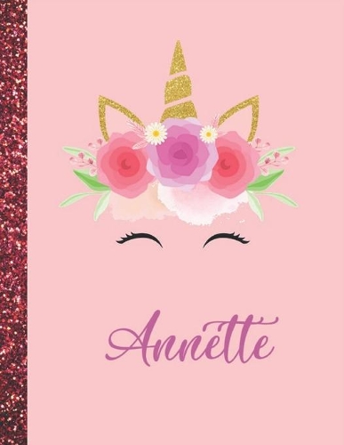 Annette: Annette Marble Size Unicorn SketchBook Personalized White Paper for Girls and Kids to Drawing and Sketching Doodle Taking Note Size 8.5 x 11