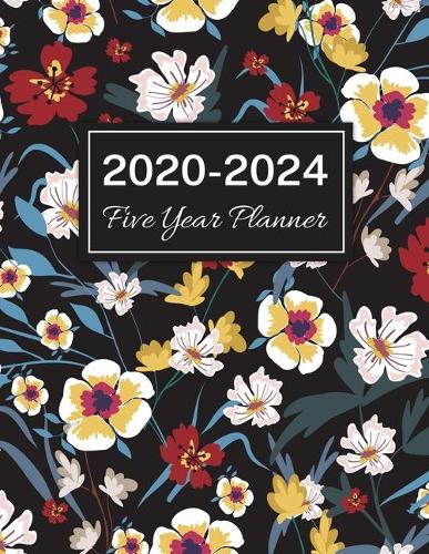 2020-2024 Five Year Planner: Colorful Flowers on Black Cover, 60 Months Calendar, 5 Year Monthly Appointment Notebook, Agenda Schedule Organizer Logbook With Holidays and Inspir