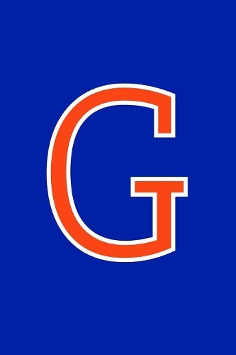 G: Monogram Initial Journal Writing Composition Notebook or Diary. Blue with Orange Alphabet Letter - 6" x 9" 110 College Ruled Blank Lined Pages With 