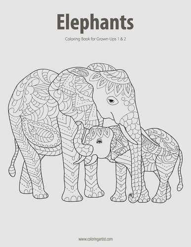 Elephants Coloring Book for Grown-Ups 1 & 2