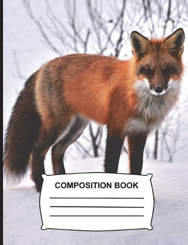 Composition Book: Wide Ruled Paper 108 pg (7.44 x 9.69) Red Fox, Fun Notebook gift for women, Pink Cat Journal for girls, kids, school, students, teachers, Home & Off