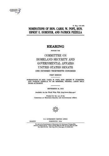 Nominations of Hon. Carol W. Pope, Hon. Ernest E. Dubester, and Patrick Pizzella