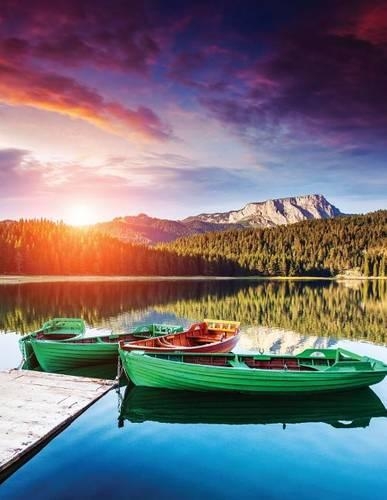 Blank Book Journal: Boats on the Lake Notebook: 8.5 x 11 size 120 gray lined pages!