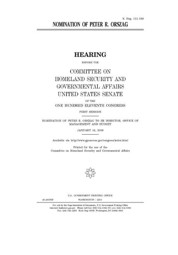 Nomination of Peter R. Orszag