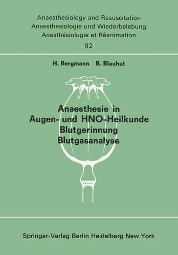 Anaesthesie in Augen- und HNO-Heilkunde Blutgerinnung Blutgasanalyse