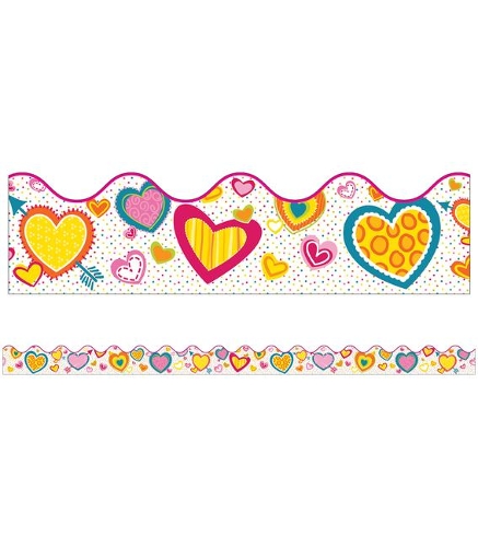 Hearts Scalloped Borders