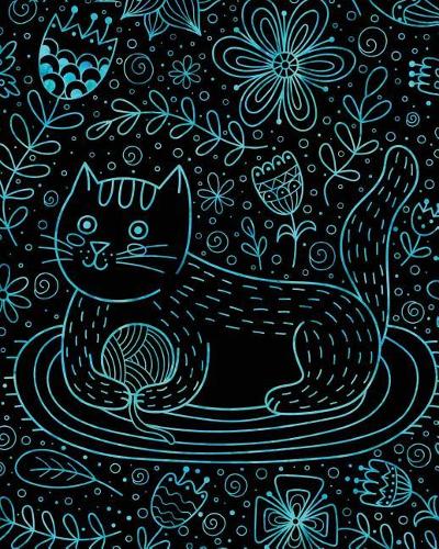 Journal Notebook Cute Cat in Flowers Pattern 7