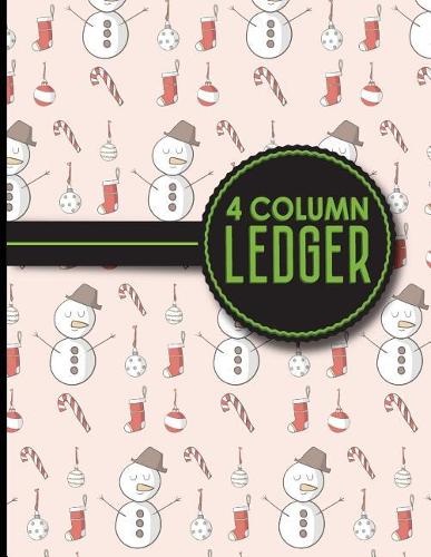 4 Column Ledger: Record Book, Accounting Note Pad, Ledger Books For Bills, Christmas Cover, 8.5 x 11, 100 pages(3 4 Column Ledger)