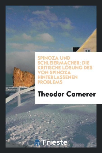 Spinoza Und Schleiermacher: Die Kritische Lösung Des Von Spinoza Hinterlassenen Problems