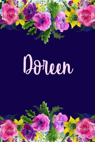 Doreen: Personalized Name Pink Floral Design Matte Soft Cover Notebook Journal to Write In. 120 Blank Lined Pages