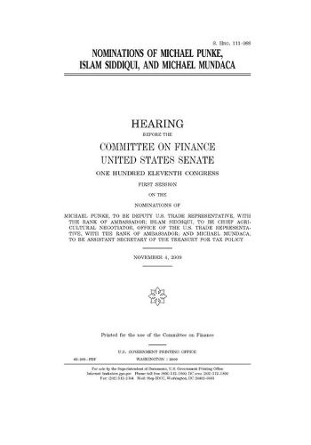 Nominations of Michael Punke, Islam Siddiqui, and Michael Mundaca