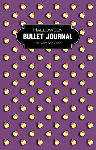Halloween Bullet Journal 120 Pages 5.5" x 8.5": Grid Dot Journal for Halloween Lovers Warm Matte Purple Halloween Candy Corn Cover