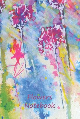 Flowers Notebook: 6 x 9 Inches, 120 Lined Pages Notebook, Great Gift for Graduates, Gift for Birthday, Gold, Flowers Art Paint, Christmas, Blank Collage Ruled Pages