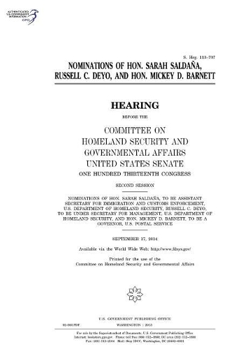 Nominations of Hon. Sarah Saldana, Russell C. Deyo, and Hon. Mickey D. Barnett