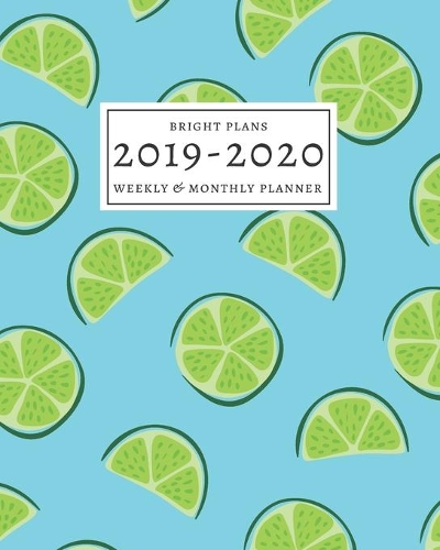 2019-2020: 16-Month Weekly and Monthly Planner/Calendar Sept 2019-Dec 2020 Fun Green Limes Fruit on Aqua Pattern