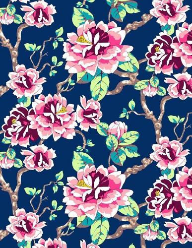 My Big Fat Journal Notebook Red Tokyo Rose Pattern On Navy: 300 Plus Pages, Jumbo Sized Plain, Blank Unlined Journal Notebook For Journaling, Writing, Planning and Doodling In Large 8.5 by 11 Size(55 Jumbo Plain Journal 2)