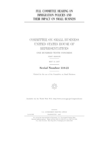 Full committee hearing on immigration policies and their impact on small business