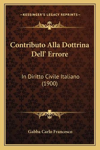Contributo Alla Dottrina Dell' Errore