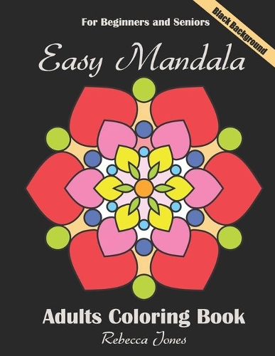 Easy mandala coloring book black background