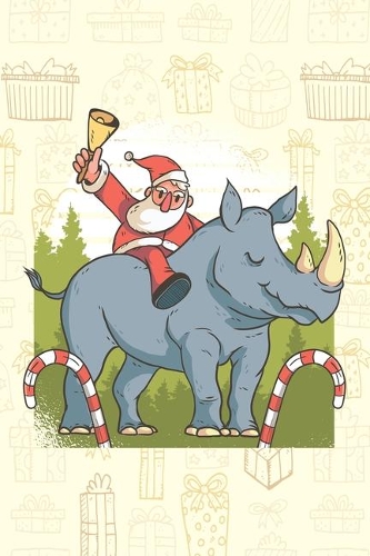 Funny Rhino Christmas - Journal Journal Lined about A5 FORMAT - notepad for school and work. Christmas theme, Rhino, Hippo