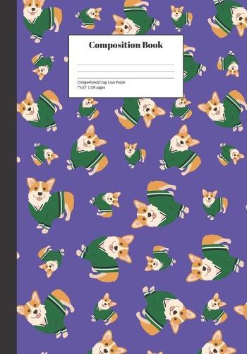 Composition Book College-Ruled Corgi Love Purple