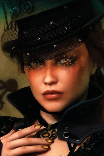 Discordian Damsel Steampunk Grid Notebook