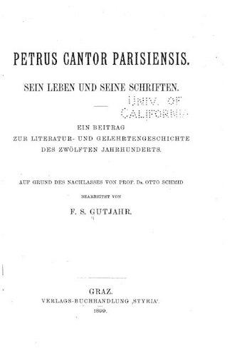 Petrus Cantor Parisiensis: (German)