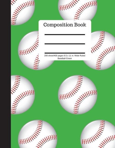 Composition Book 200 Sheet/400 Pages 8.5 X 11 In.-Wide Ruled Baseball-Green