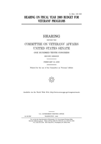 Hearing on fiscal year 2009 budget for veterans' programs