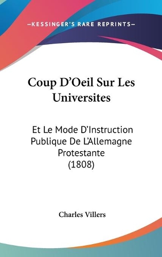 Coup D'Oeil Sur Les Universites