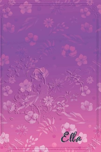 Ella: Personalized Name Embossed Lavender Purple Pink Shade Gradient with floral Inspired - Blank Lined Notebook Journal - Diary Note Taking -Multiple Usa