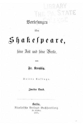 Vorlesungen uber Shakspeare, seine zeit und seine werke