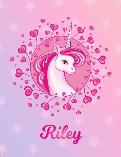 Riley: Unicorn Large Blank Primary Sketchbook Paper - Pink Purple Magical Horse Personalized Letter R Initial Custom First Name Cover - Drawing Sketch Book