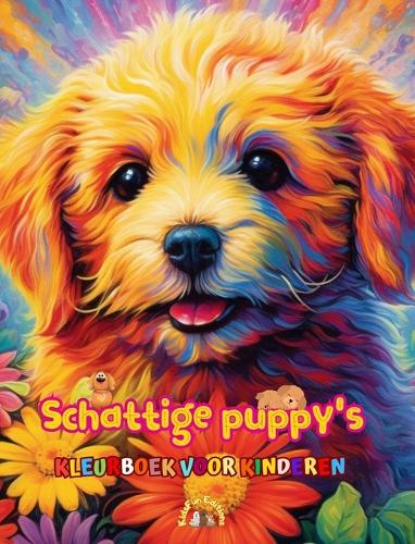 Schattige puppy's - Kleurboek voor kinderen - Creatieve en grappige scènes van lachende honden