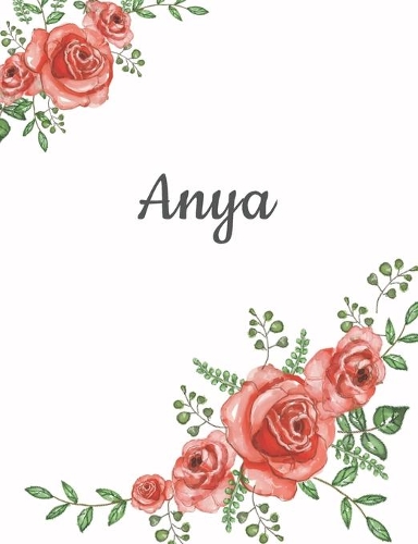 Anya: Personalized Composition Notebook - Vintage Floral Pattern (Red Rose Blooms). College Ruled (Lined) Journal for School Notes, Diary, Journaling. Flo