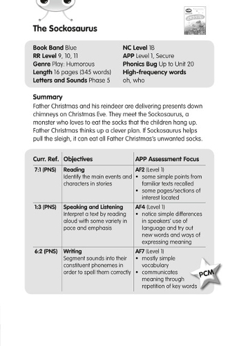 BC JD Plays Blue (KS1)/1B The Sockosaurus Guided Reading Card