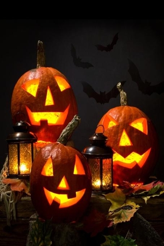 Halloween Pumpkin Scene Lined Notebook