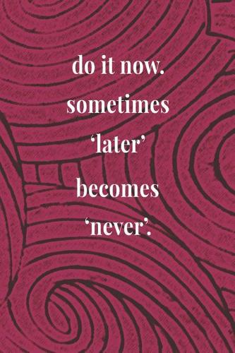 Do It Now. Sometimes 'later' Becomes 'never'.