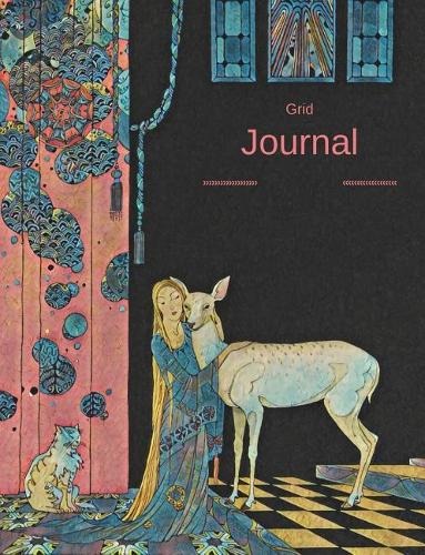 Dot Grid Art Nouveau Girl and Deer