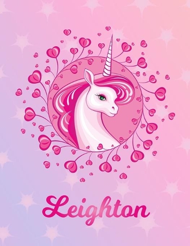 Leighton: Unicorn Sheet Music Note Manuscript Notebook Paper - Magical Horse Personalized Letter L Initial Custom First Name Cover - Musician Composer Instrum